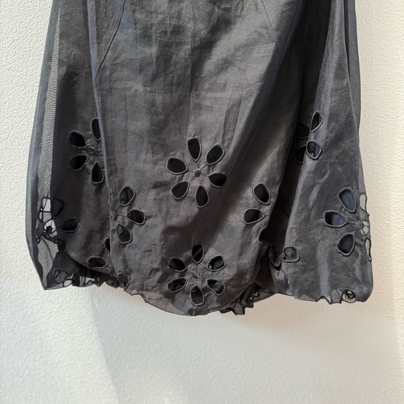 Black Cocktail Bubble Dress with cut out flower design on bottom - Picture 2 of 8